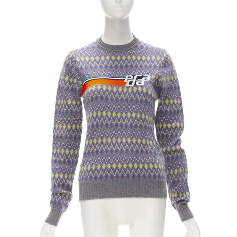 Prada Argyle Knit Sweater Purple Wool Very good - Front View