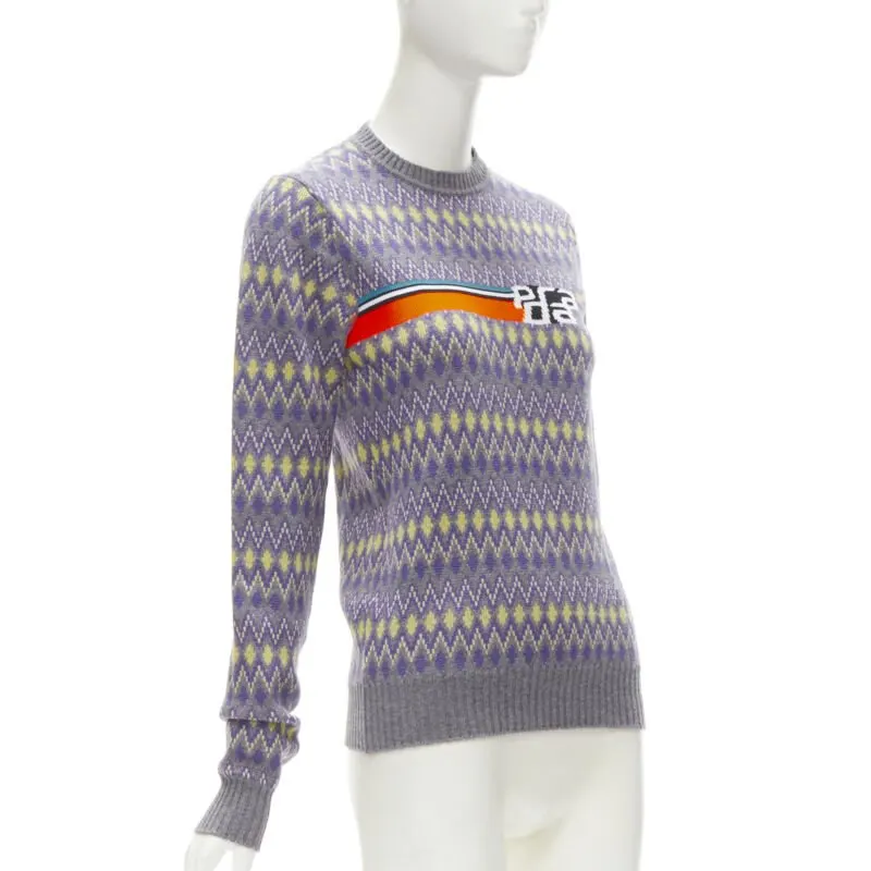 Prada Argyle Knit Sweater Purple Wool Very good - Inside View