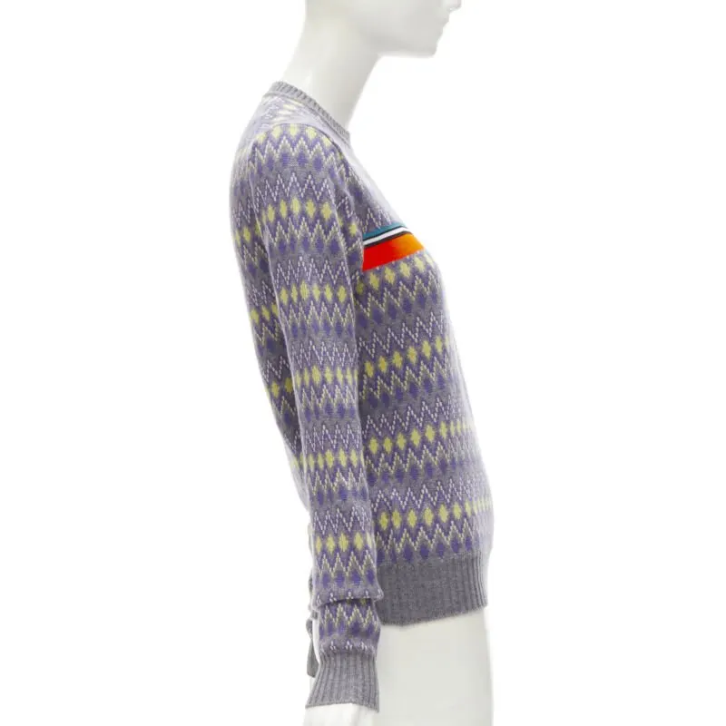 Prada Argyle Knit Sweater Purple Wool Very good - Model View