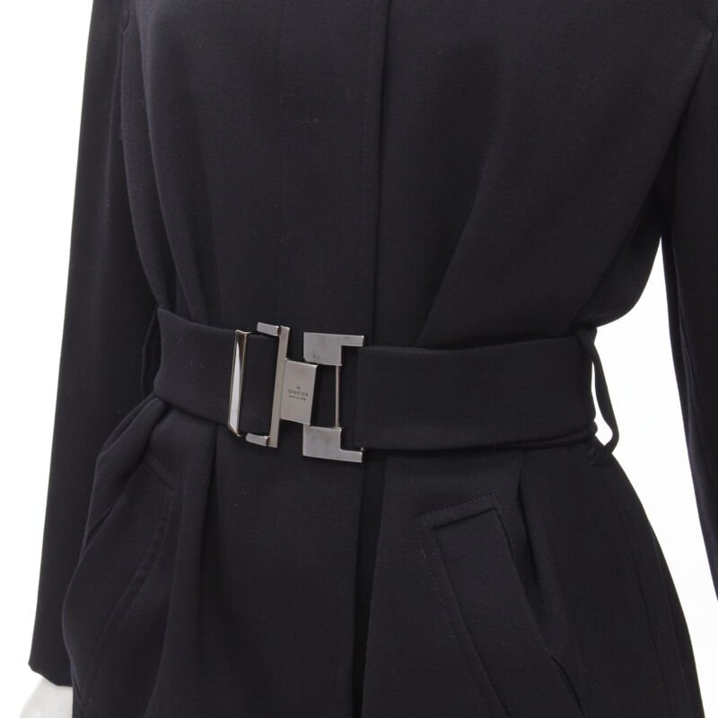 Gucci Black Wool Oversized Coat - Back view