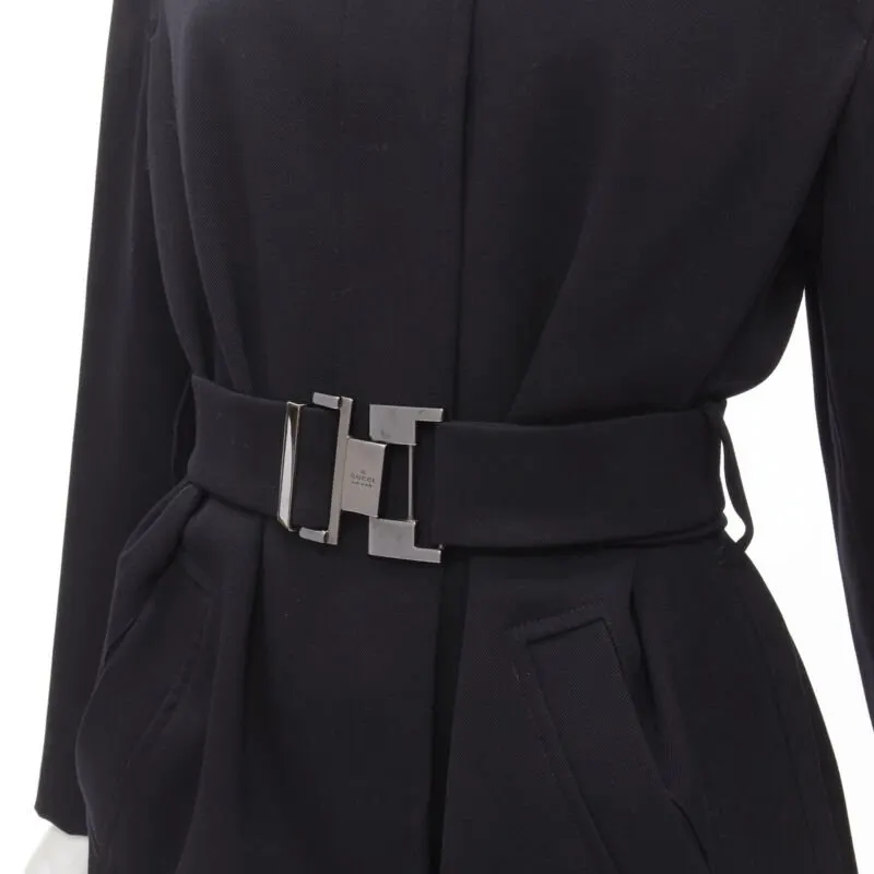 Gucci Black Wool Oversized Coat Black Wool Very good - Back View