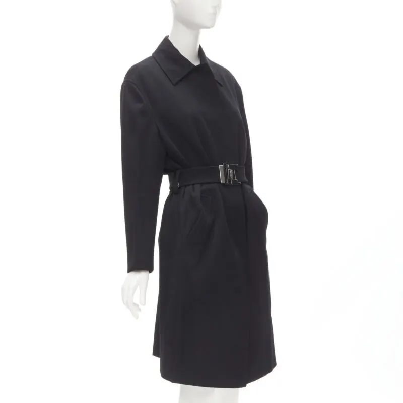 Gucci Black Wool Oversized Coat Black Wool Very good - Model View
