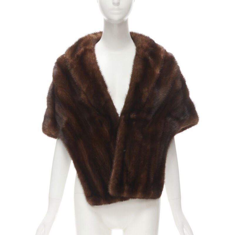 Unsigned / متعددة Brown Mink Fur Shawl