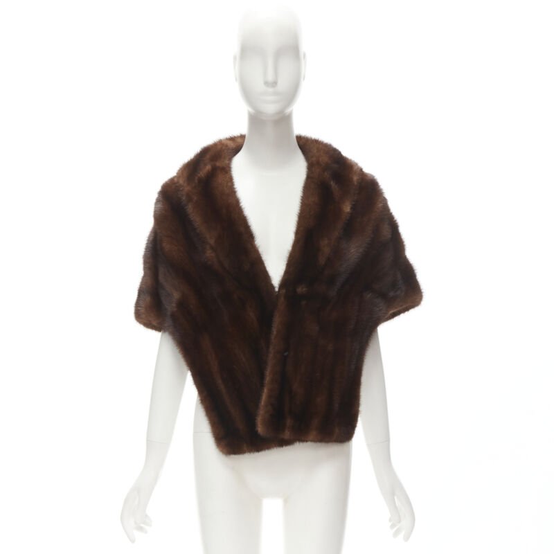 Unsigned / متعددة Brown Mink Fur Shawl - Image 11