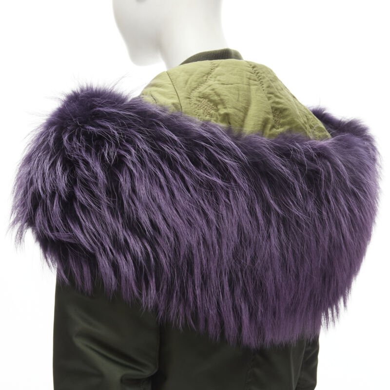 Mr & Mrs Italy Green Purple Lined Bomber - Back view