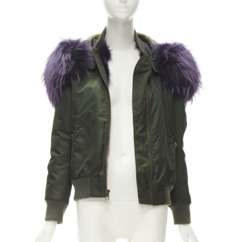 Mr & Mrs Italy Green Purple Lined Bomber - Image 6