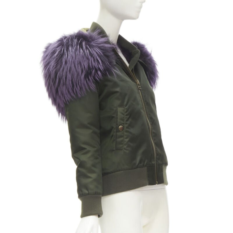 Mr & Mrs Italy Green Purple Lined Bomber - 4