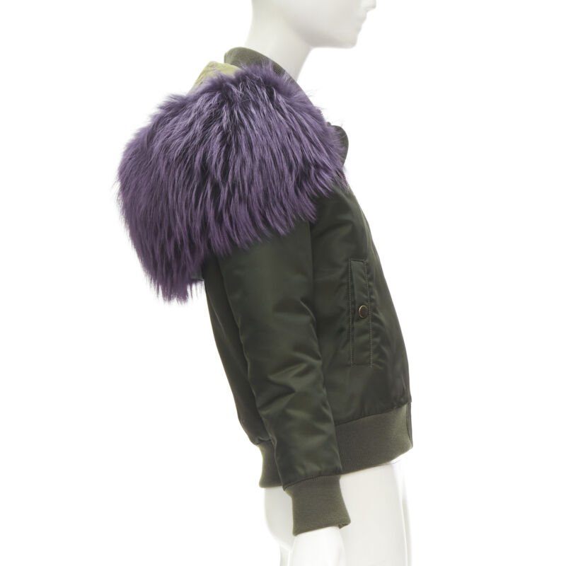 Mr & Mrs Italy Green Purple Lined Bomber - Side view