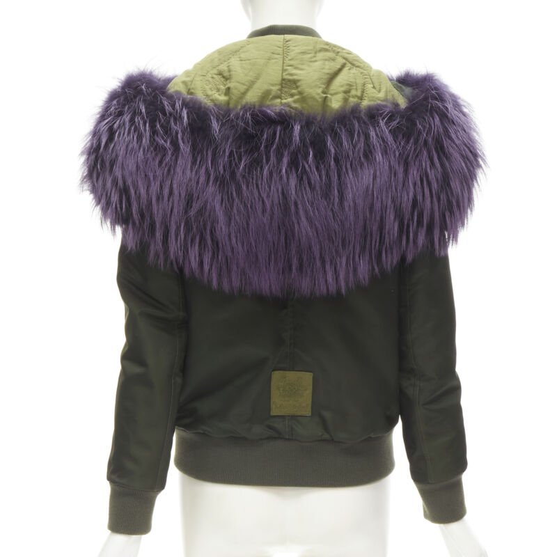 Mr & Mrs Italy Green Purple Lined Bomber - Detail 1