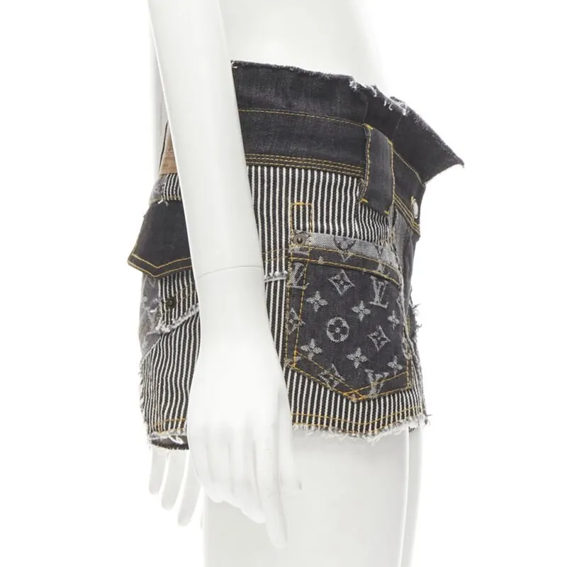 Louis Vuitton LV Patchwork Shorts Blue Cotton Very good - Inside View