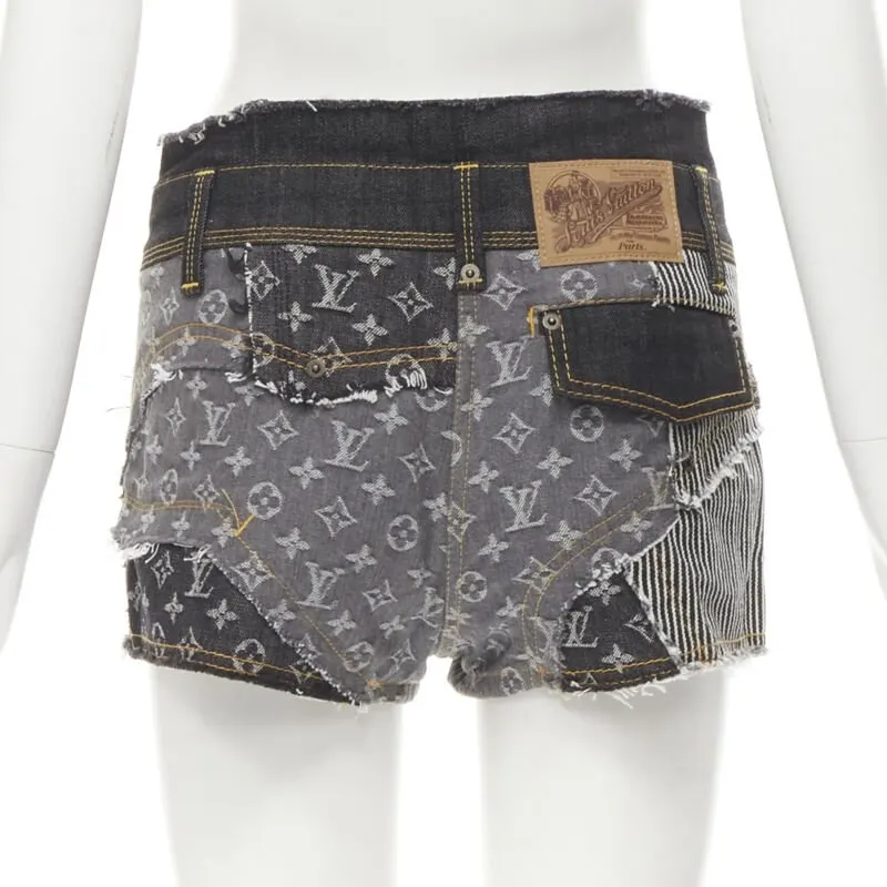 Louis Vuitton LV Patchwork Shorts Blue Cotton Very good - Model View