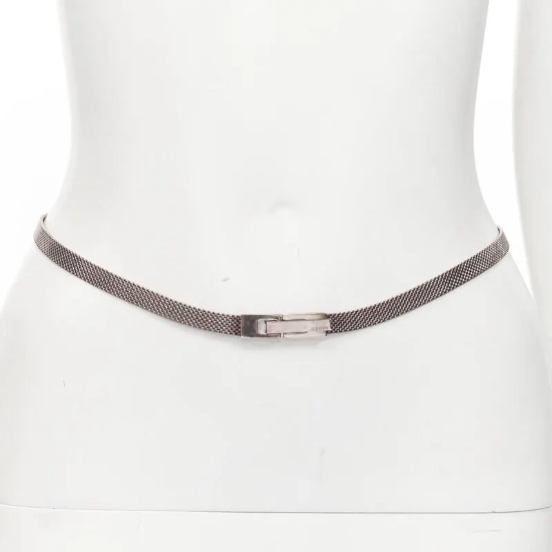 Gucci Chainmail skinny belt Silver Metal Fair - Front View