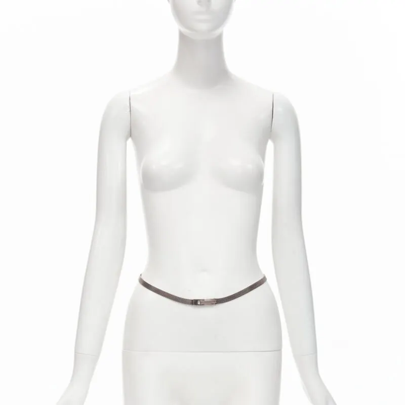 Gucci Chainmail skinny belt Silver Metal Fair - Back View
