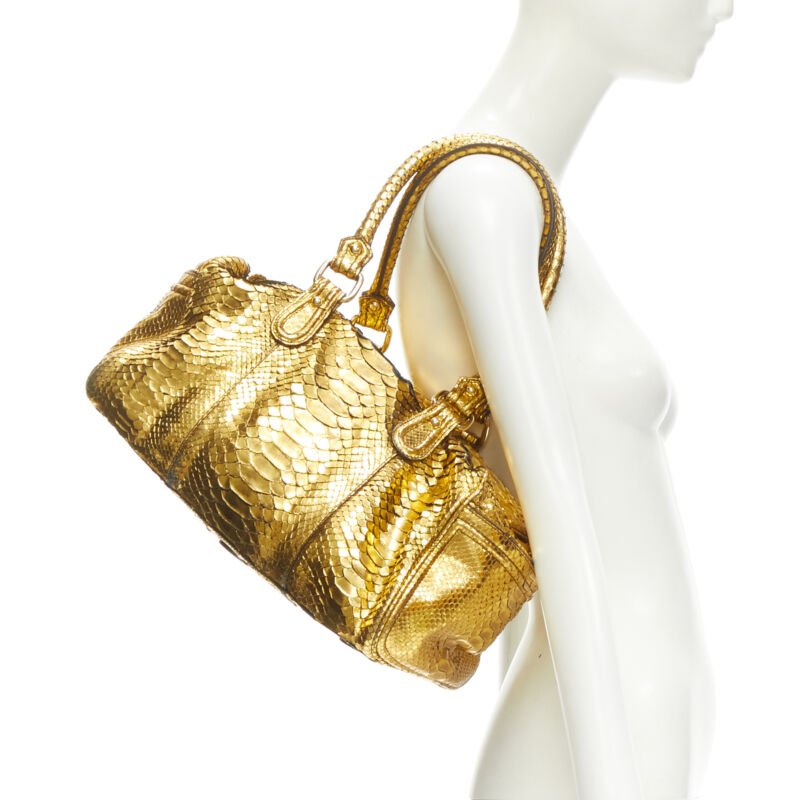 Zagliani Gold Duffel Bag - Back view