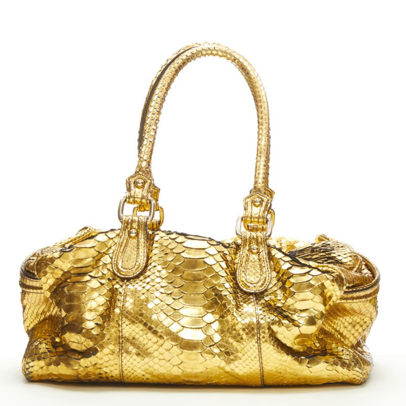 Zagliani Gold Duffel Bag - Side view
