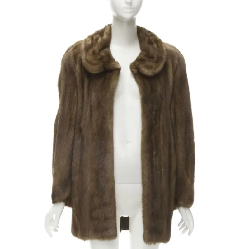 Unsigned Brown Fur Collar Jacket Brown Fur Never worn - Front View