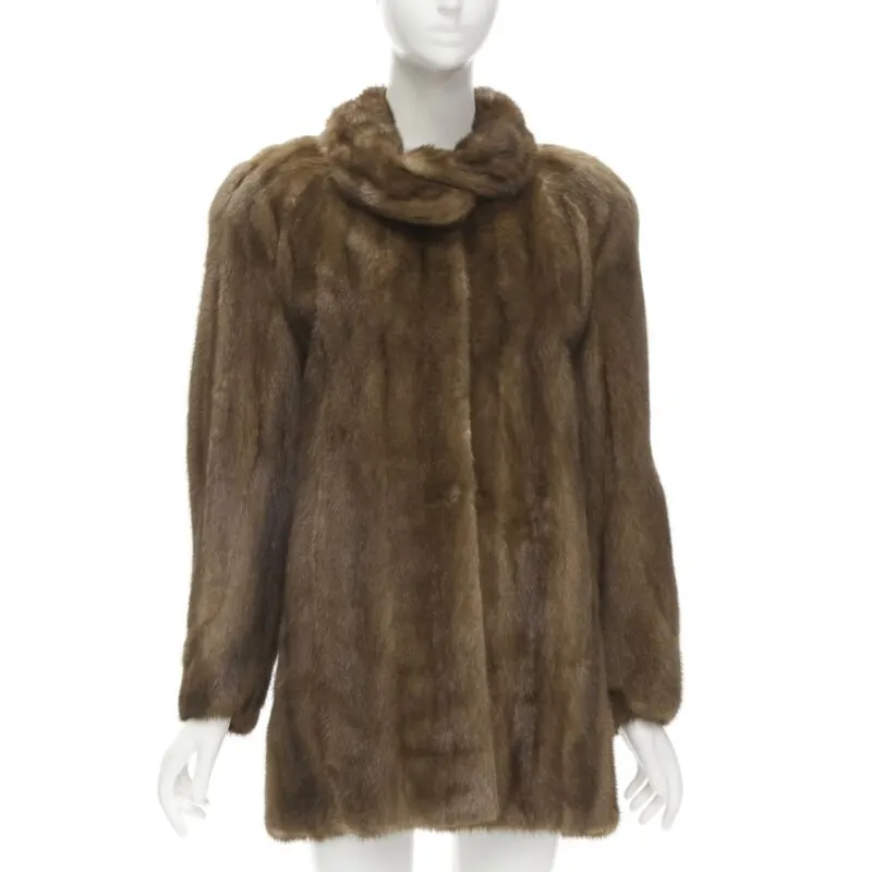 Unsigned Brown Fur Collar Jacket Brown Fur Never worn - Inside View
