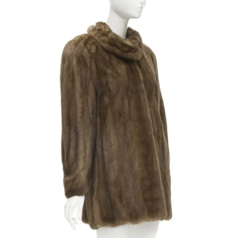 Unsigned Brown Fur Collar Jacket Brown Fur Never worn - Model View