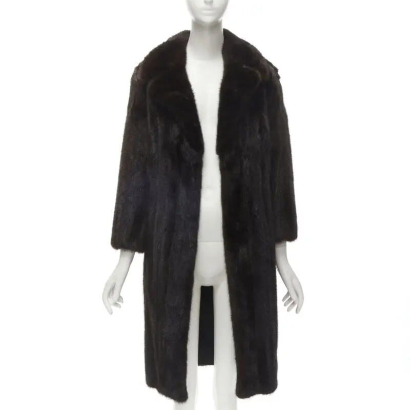 Unsigned Brown Fur Long Coat Brown Fur Never worn - Front View