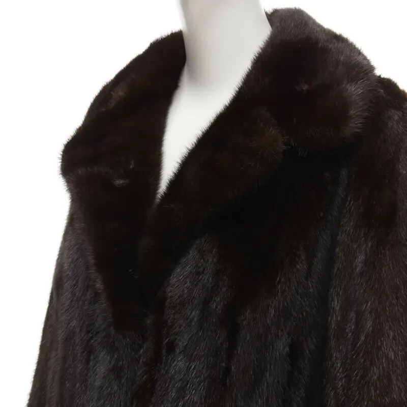 Unsigned Brown Fur Long Coat Brown Fur Never worn - Back View