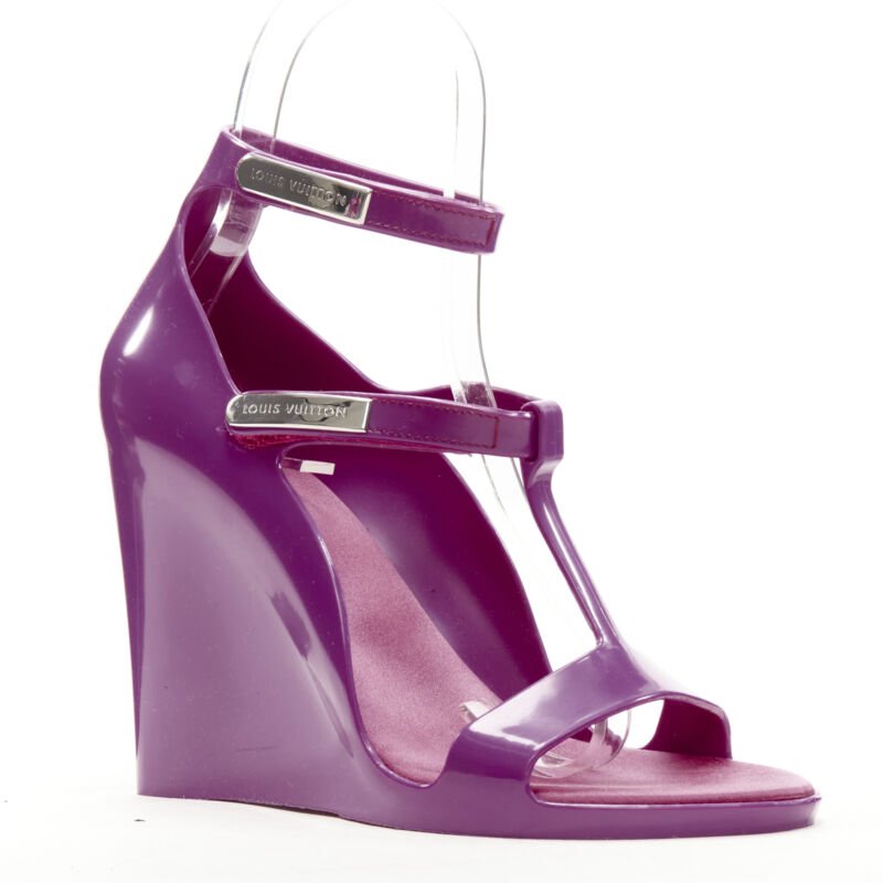 Louis Vuitton Purple Rubber Wedge - Back view
