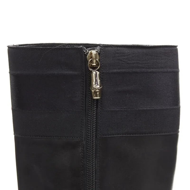 Gucci Strass Back Knee Boots Black Leather Good - Back View