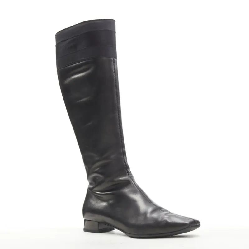 Gucci Strass Back Knee Boots Black Leather Good - Inside View