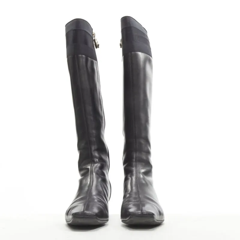 Gucci Strass Back Knee Boots Black Leather Good - Model View