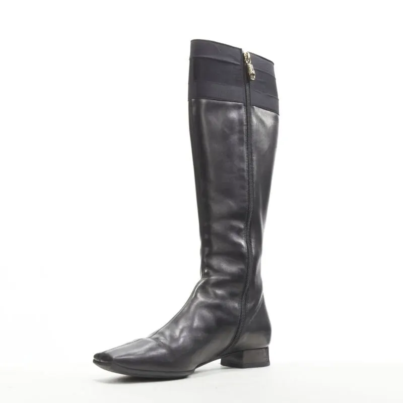 Gucci Strass Back Knee Boots Black Leather Good - Box View