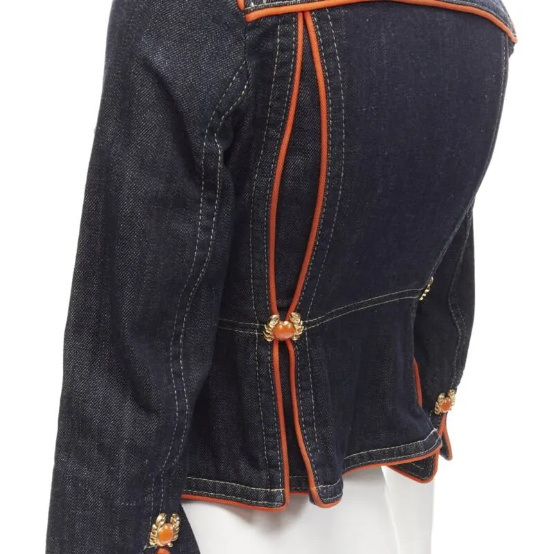 Dsquared2 Orange Denim Cropped Jacket Blue Cotton Very good - Back View