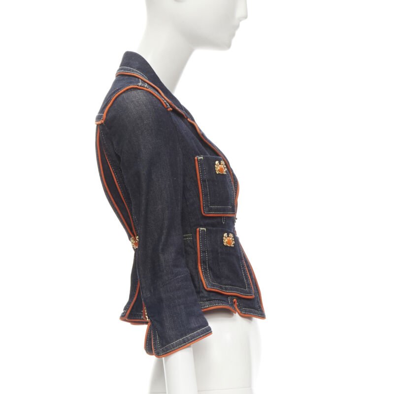 Dsquared2 Orange Denim Cropped Jacket - Side view