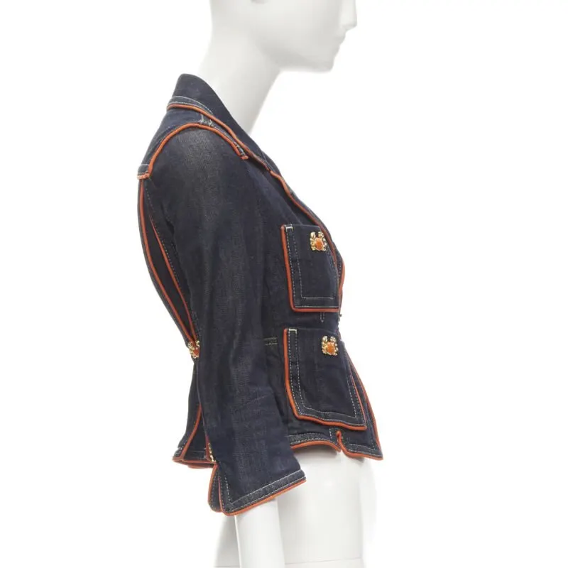 Dsquared2 Orange Denim Cropped Jacket Blue Cotton Very good - Box View