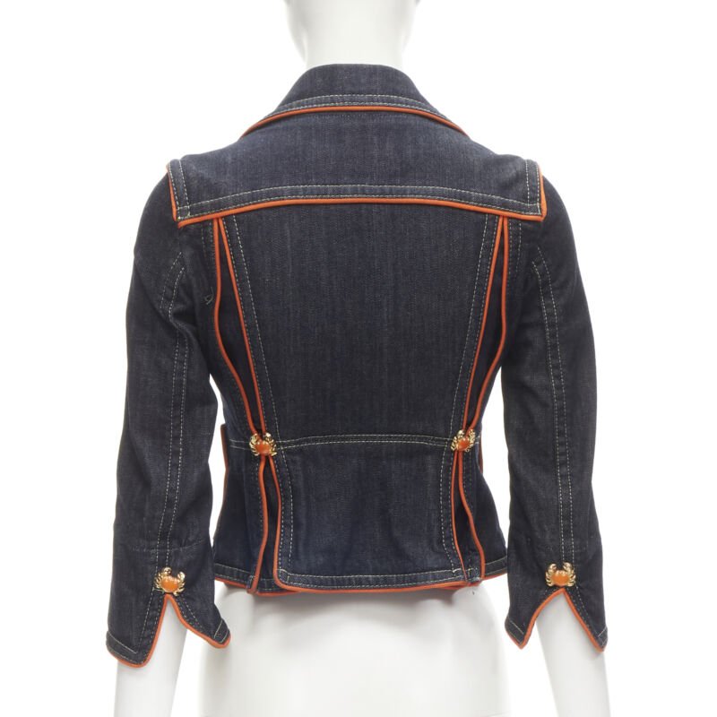 Dsquared2 Orange Denim Cropped Jacket - Detail 1