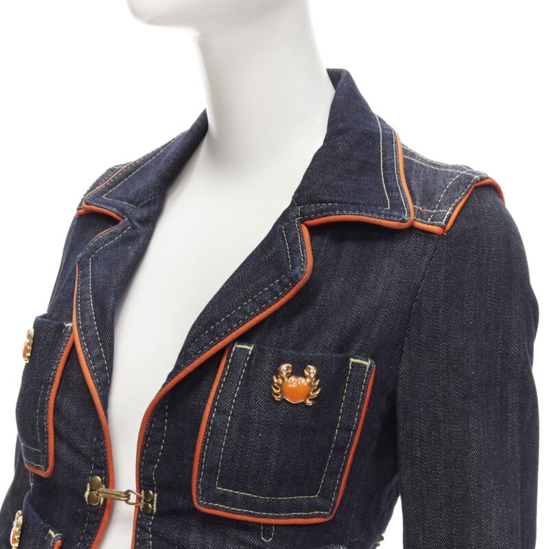 Dsquared2 Orange Denim Cropped Jacket - Image 10