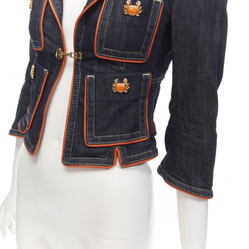 Dsquared2 Orange Denim Cropped Jacket - Image 11