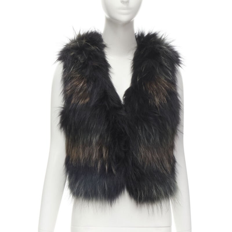 Yves Salomon Black Brown Fur Vest