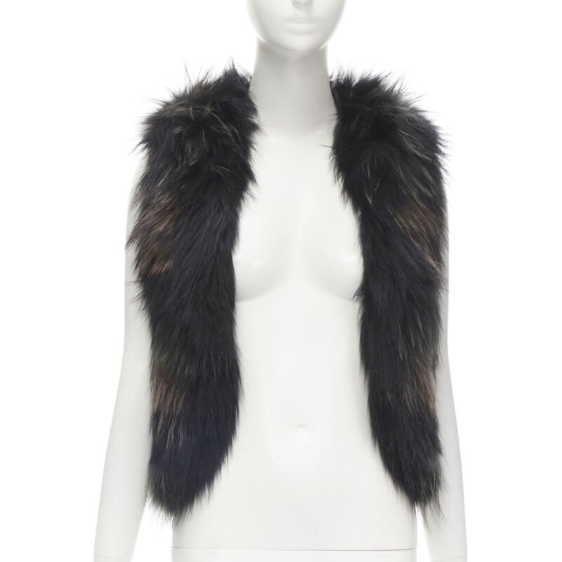 Yves Salomon Black Brown Fur Vest - Image 6