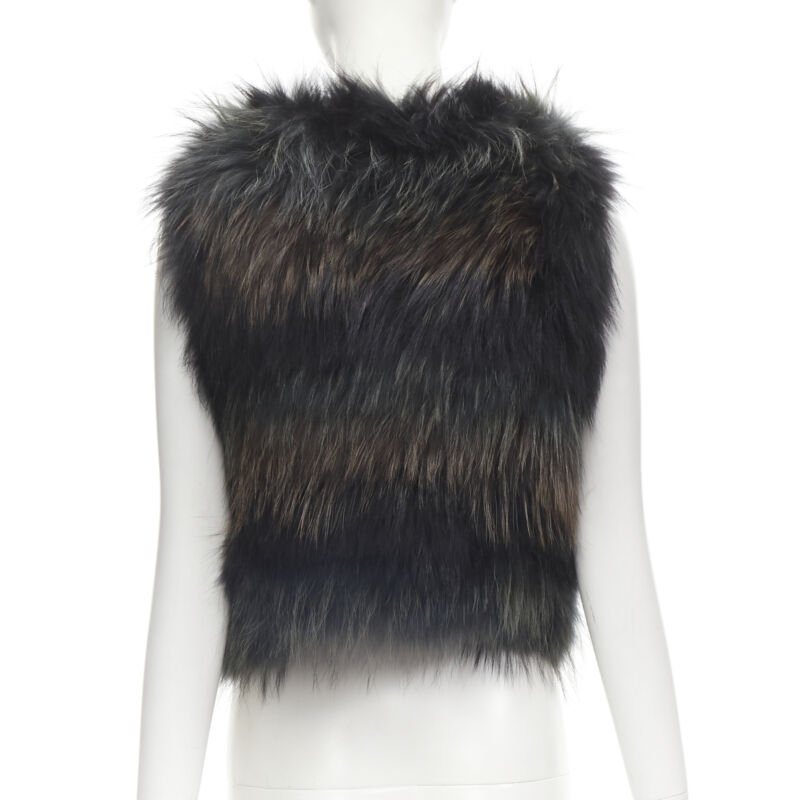Yves Salomon Black Brown Fur Vest - Detail 1