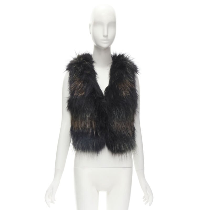 Yves Salomon Black Brown Fur Vest - Image 12
