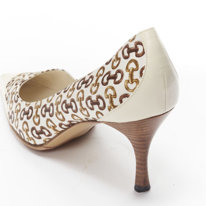 Gucci White Horsebit Pumps - Image 10