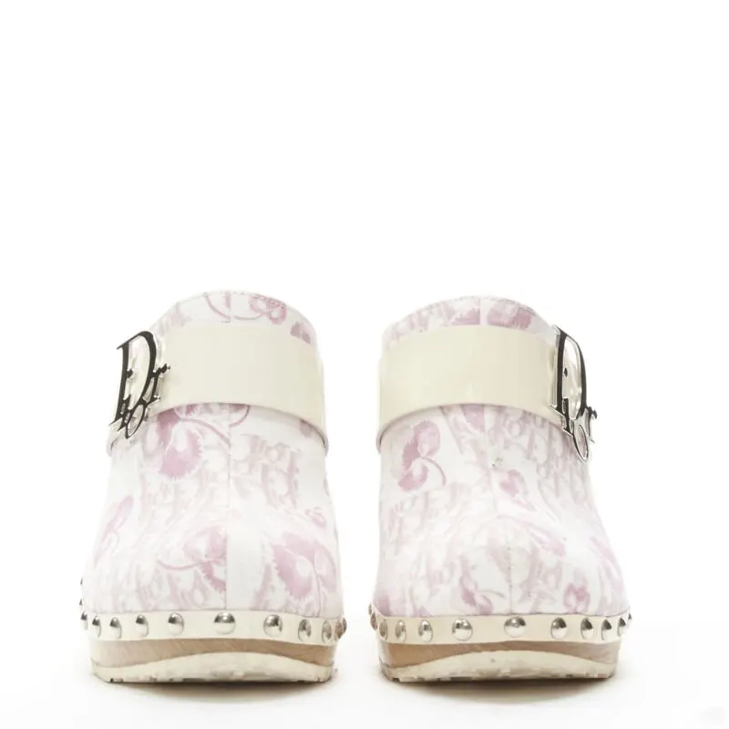Dior Monogram Wooden Clogs Pink Good - Inside View