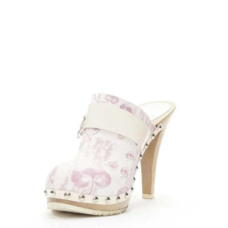 Dior Monogram Wooden Clogs Pink Good - Model View