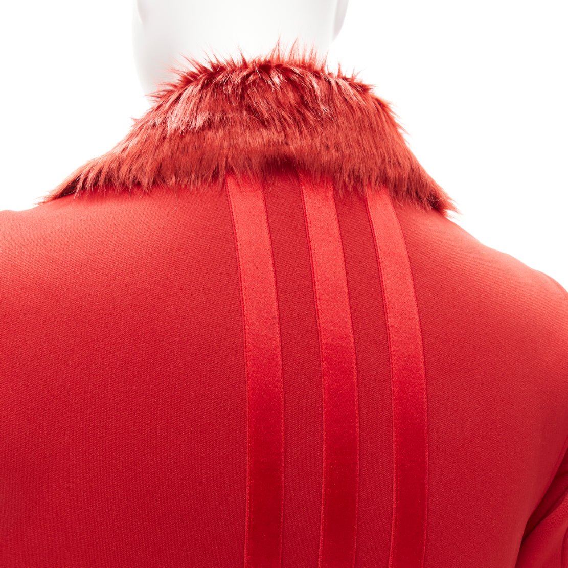 Y-3 Red Faux Fur Biker Jacket - Back view