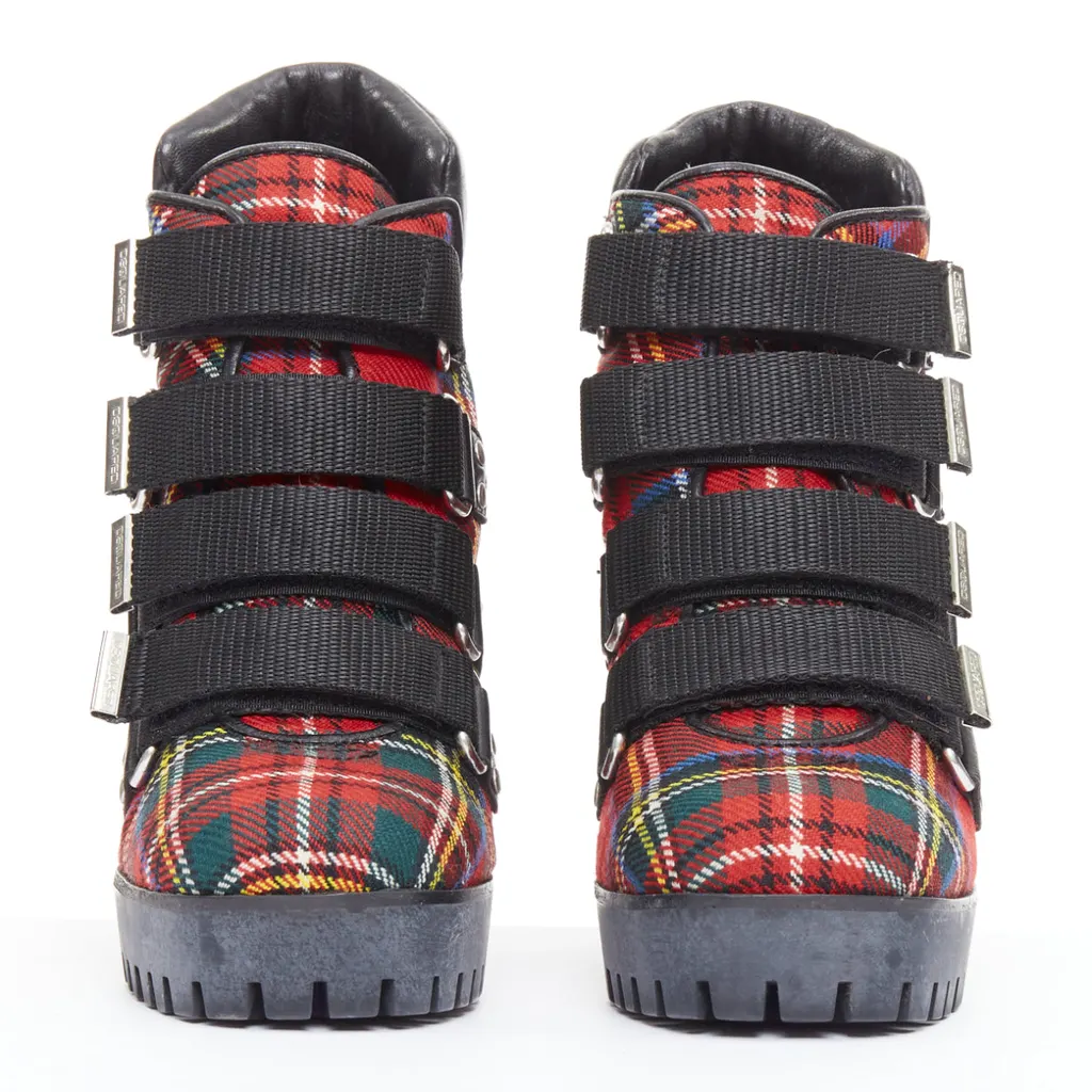 Dsquared2 Tartan Ankle Booties Red Very good - Inside View