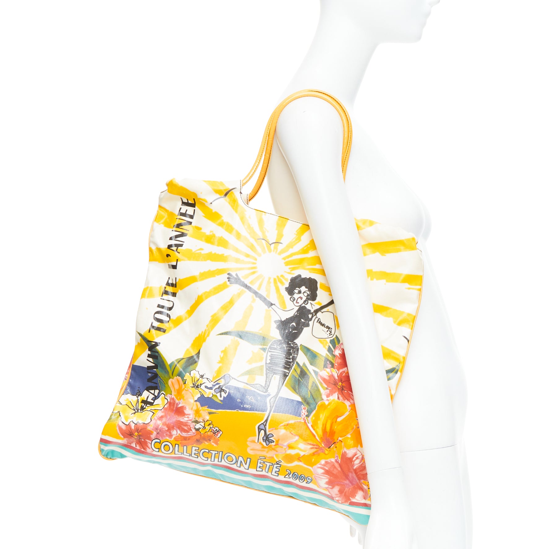 Lanvin Yellow Print Tote Bag - Back view