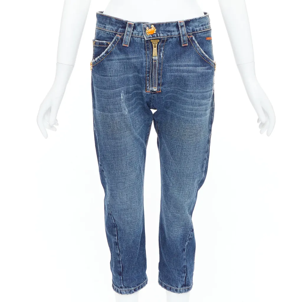 Dsquared2 Orange Cropped Jeans Blue Cotton Very good - Front View