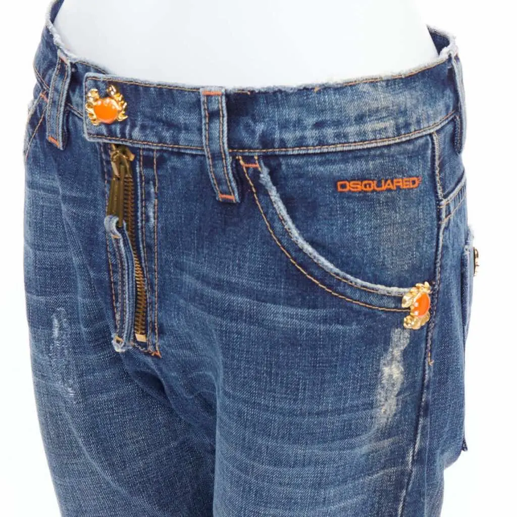 Dsquared2 Orange Cropped Jeans Blue Cotton Very good - Back View