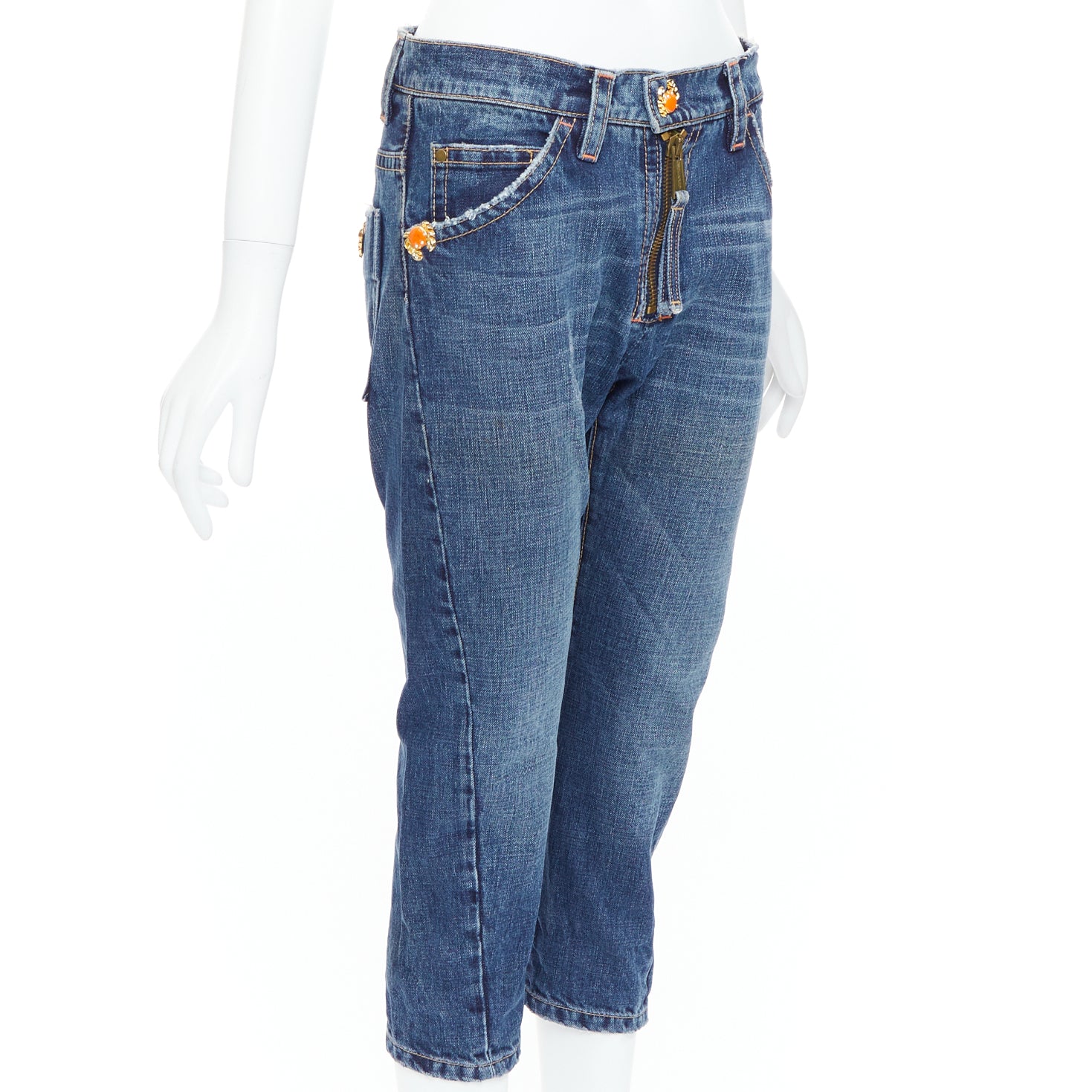 Dsquared2 Orange Cropped Jeans - Image 6