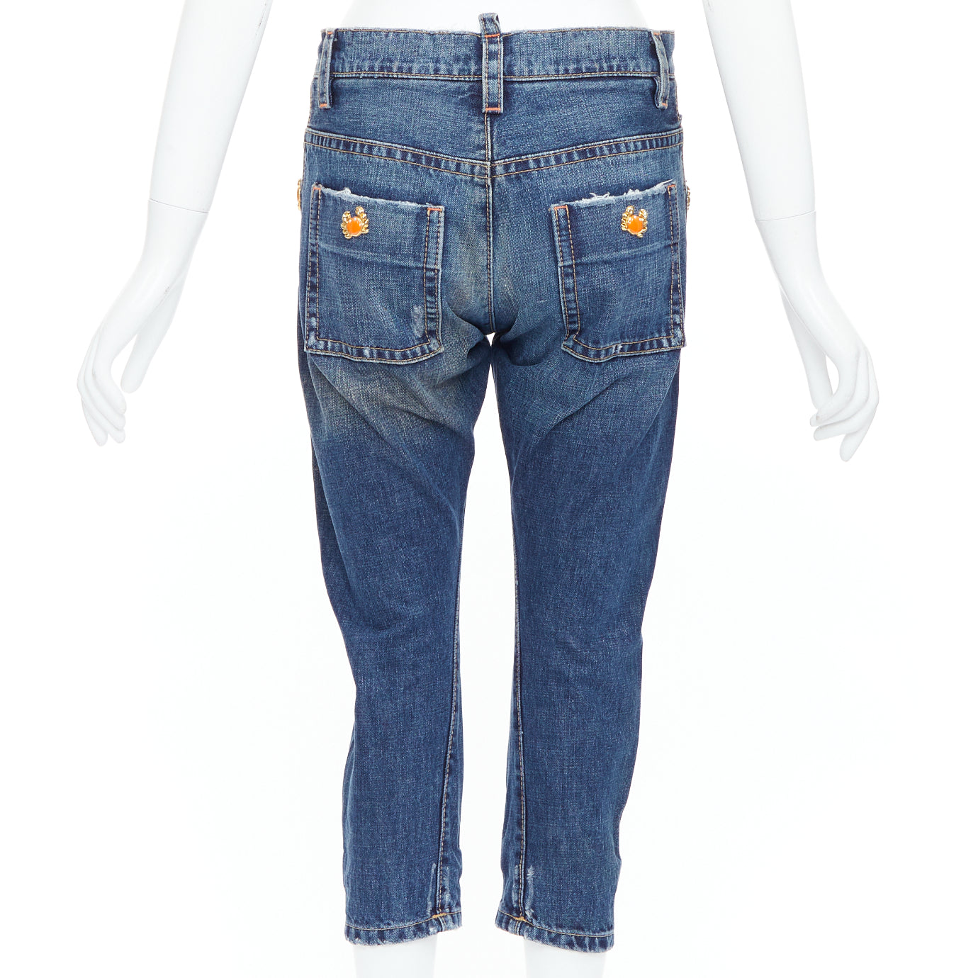 Dsquared2 Orange Cropped Jeans - Side view