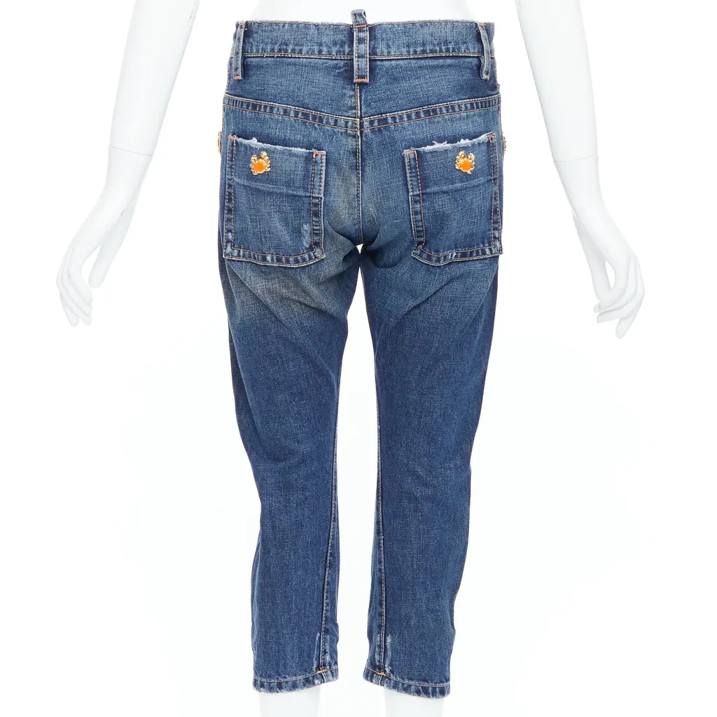 Dsquared2 Orange Cropped Jeans Blue Cotton Very good - Box View